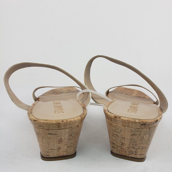 Stuart Weitzman Patent Leather Aleena Wedge Sandal in White Size 9.5 B - Picture 8 of 15